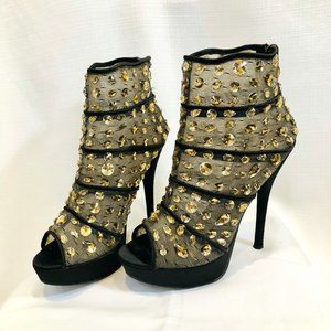 Wild Pair Anna WP Open Toes Rhinestone Sky High Platform Heels Booties